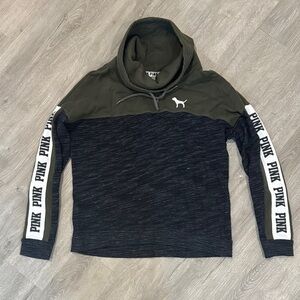 PINK Victoria's Secret Black and Green Sweatshirt Hoodie